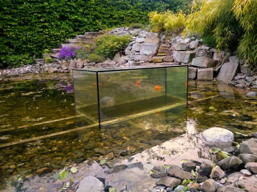 Gartenteich mit Aquarium-Sichtfenster